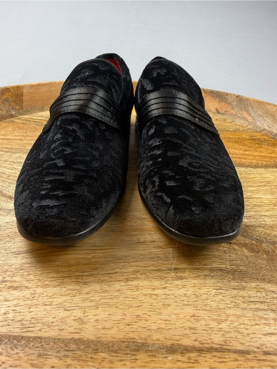 Robert David Velvet Leopard Loafers Sz 6 Smoking Slippers Black main image 5